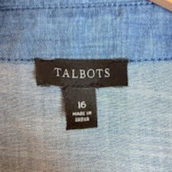 Talbots Chambray Denim Shirt Dress Sleeveless Button Front Belted Women’s 16 - Picture 5 of 11